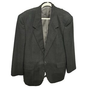 Hardy Amies Blazer Mens 42R Herringbone‎ Wool Gray Two Button Sport Coat Classic